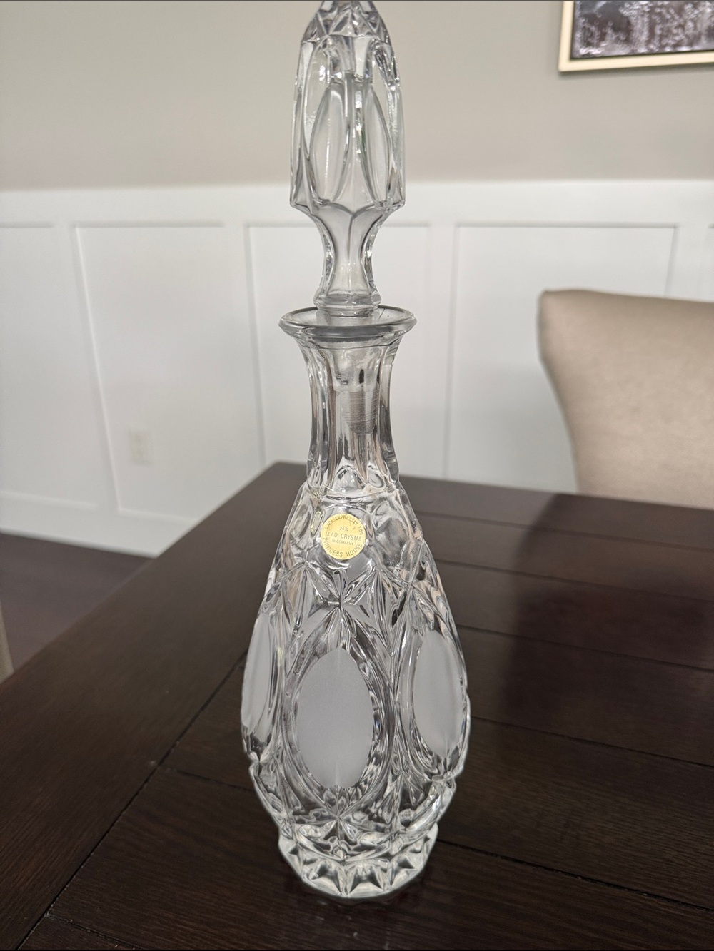 Princess House Cut Crystal Decanter with Stopper - Crystal 24 Lead - W. Germany